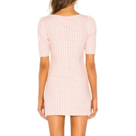 NWOT LPA Revolve Puff Sleeve Button Up Dress in Baby Pink. Size Small - Picture 5 of 9